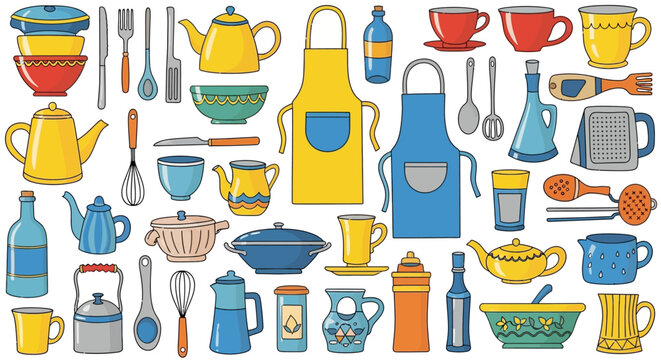 Delightful kitchenware collection perfect for cooking enthusiasts and home decor projects, adds charm to culinary designs