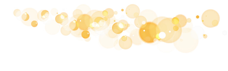 Golden soft bokeh circles floating on white background with warm glowing highlights.
