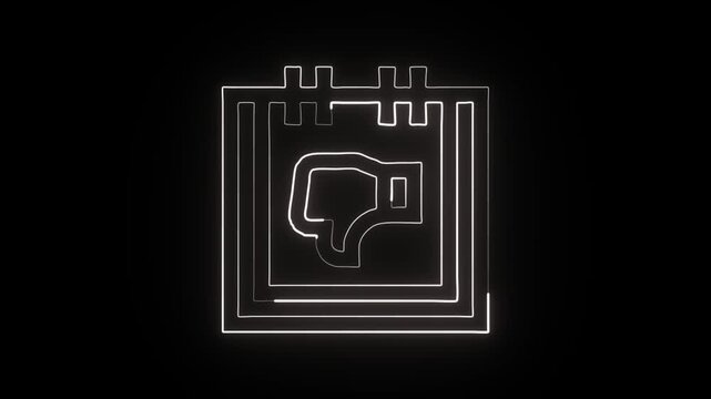 Glowing neon line Bad Day icon with animated tears. Emotion animation HD video isolated on black background