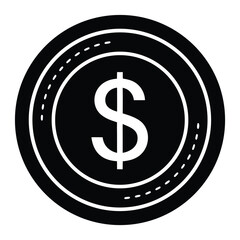 dollar coin icon on white background