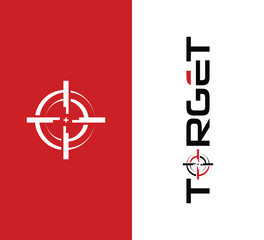 Obraz premium Bold target logo design with modern typography and striking red and white color scheme, perfect for branding solutions and marketing campaigns, a symbol of focus