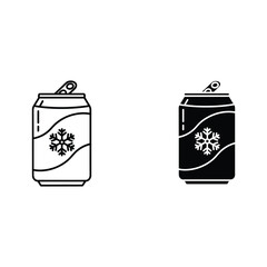 Two soda cans one black and white with snowflake design