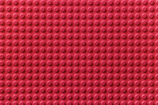 Lviv, Ukraine - January 4, 2025: Red background of the LEGO Classic baseplate