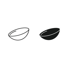 Two simple hand drawn bowls one white one black on white background