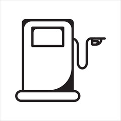 Gasoline pump or fuel dispenser with nozzle and digital display screen, showing vehicle fueling, and transportation infrastructure concept, illustration of vector icon outline of modern gas station.