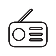 A classic portable radio receiver with an antenna, speaker, and tuning controls, representing the concept of broadcasting, audio communication, news, music, and vintage electronics.