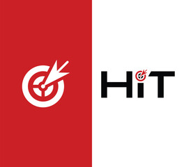 Achieve your goal with this modern hit target logo, branding success, perfect for marketing materials, bold and dynamic, red and white color scheme