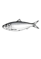 Obraz premium Detailed Black and White Drawing of a Herring Fish.