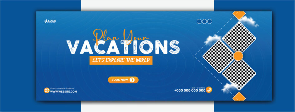 Travel and vacation planning banner with scenic destination images