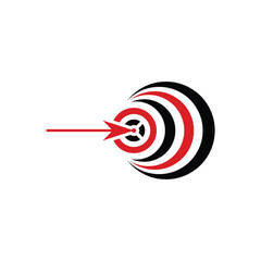 Precision target logo design, red arrow hitting the center, perfect for branding, marketing, and advertising campaigns, shows focus and accuracy