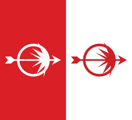 Dynamic red and white arrow symbol for powerful brands, modern logos, and striking graphic designs, perfect for impactful visual communication projects