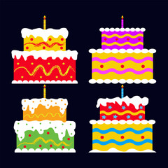 Birthday Cake Vector & Icon Pack | Party Desserts, Candle Cakes, Cupcakes, Pastry Graphics & Celebration Elements
