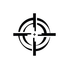 Sharp black target symbol with crosshairs for precision marketing, perfect for advertising focus, aiming, or achieving goals in a modern design