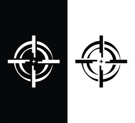 Modern black and white target symbols representing precision and accuracy, perfect for design projects needing a powerful, focused graphic element