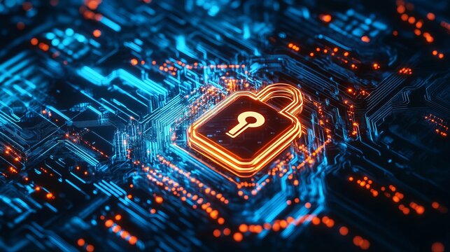 Secure your data with vibrant digital lock, symbolizing protection and privacy in the age of technology, perfect for cybersecurity solutions - Powered by Adobe