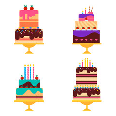 Birthday Cake Vector & Icon Pack | Party Desserts, Candle Cakes, Cupcakes, Pastry Graphics & Celebration Elements