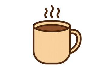 Obraz premium Hot coffee or chocolate steamy drink in a beige mug. Graphic illustration showing warm beverage for breakfast
