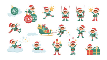 Festive Elf Collection: A charming collection of playful elves engaging in various holiday activities, capturing the joy and spirit of the festive season.