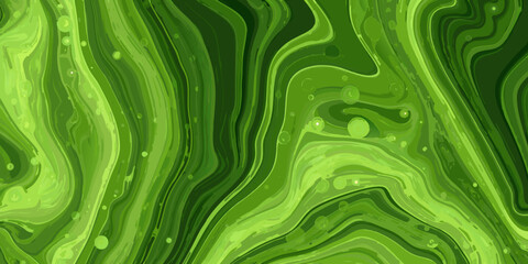 Abstract green marble texture with bubbles and swirling lines