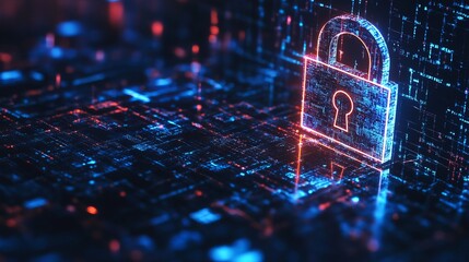 Secure digital future with stunning padlock on glowing network, perfect for showcasing cybersecurity, data protection, and innovative tech solutions