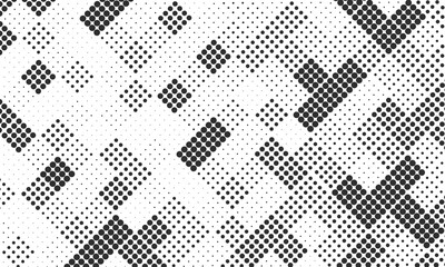 Fototapeta premium Halftone Pattern with Geometric Shapes and Dots.