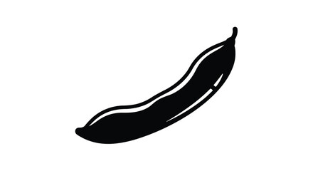 Black silhouette of a banana isolated on white background