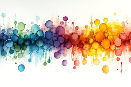 Abstract watercolor gradient background with colorful circles vibrant artistic design on white