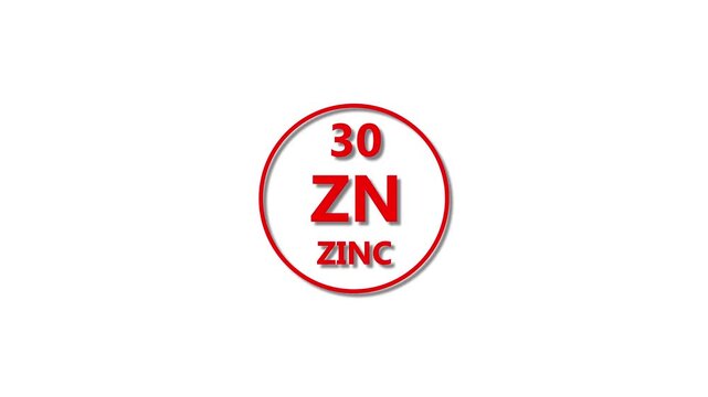 Zinc icon texture red color Animation. 30 number Zinc 4k video.