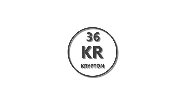 Krypton icon texture deep gray color Animation. 36 number Krypton 4k video.