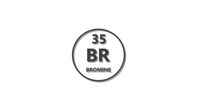 Bromine icon texture deep gray color Animation. 35 number Bromine 4k video.