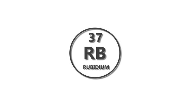 Rubidium icon texture deep gray color Animation. 37 number Rubidium 4k video.