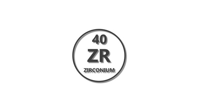 Zirconium icon texture deep gray color Animation. 40 number Zirconium 4k video.