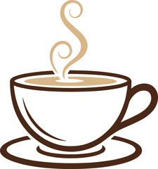 Elegant Coffee Cup with Swirling Steam Vector Illustration Cafe and Hot Beverage Logo Design