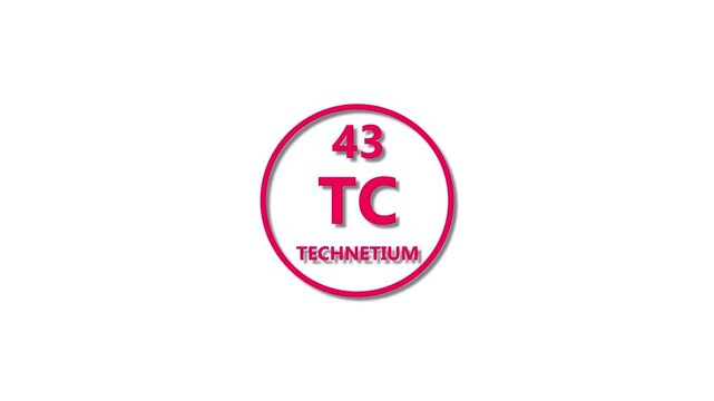 Technetium icon texture magenta red color Animation. 43 number Technetium 4k video.