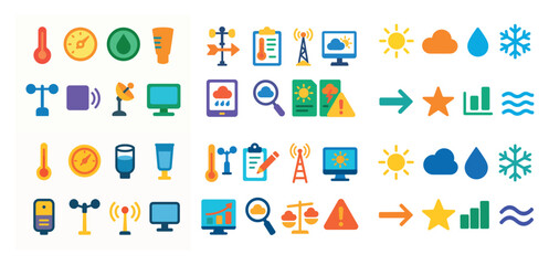 Fototapeta premium Colorful weather icons collection
