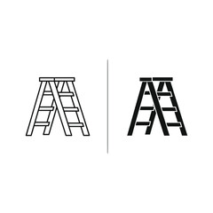 Two contrasting ladder icons one outlined and one filled silhouette