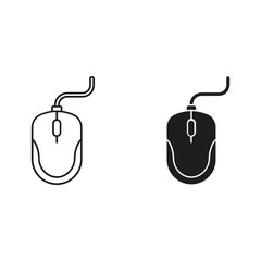 Computer mouse icons line art and silhouette vector illustration