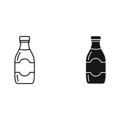 Two stylized bottle icons one outlined and one solid black