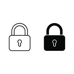 Simple black and white icons of padlocks for security and protection concepts