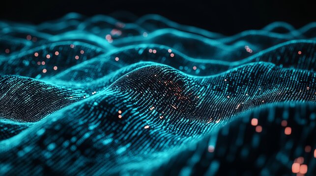 Dynamic teal network with glowing nodes for cutting-edge tech visualizations, futuristic data stream, innovative solutions, and modern digital landscapes - Powered by Adobe