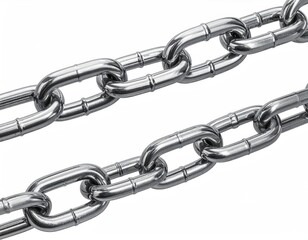 Obraz premium Shiny metal chains, linked, isolated on white background