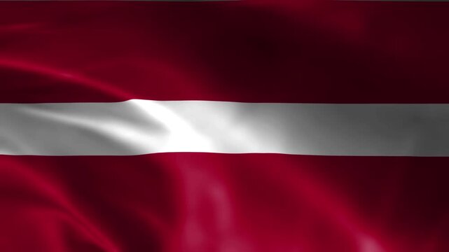 latvia national flag with horizontal carmine red and white stripes waving in the wind background
