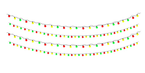 Festive red green yellow string lights garland decoration element design