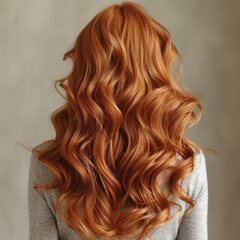 Naklejka premium A portrait of a person with long, vibrant red hair. The image focuses on the subject's hair, highlighting its texture and color. Suitable for use in fashion, beauty, or lifestyle contexts.
