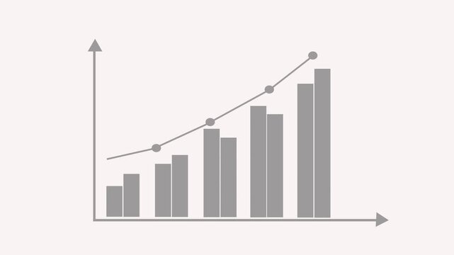 Professional Business Growth Animation with a Bar Chart Displaying Increasing Profits and Market Expansion