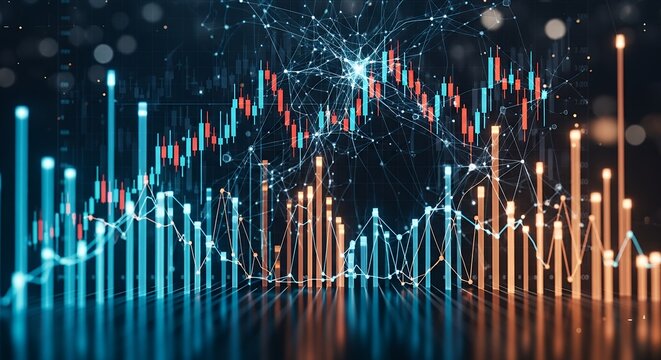 Financial Chart Analysis Market Data Visualization with Futuristic Graphs and Lines for Investments - Powered by Adobe