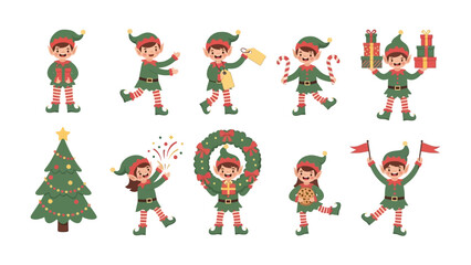 Enchanting Elves in Christmas Celebration: Joyful elves engage in festive activities, embracing the spirit of Christmas.
