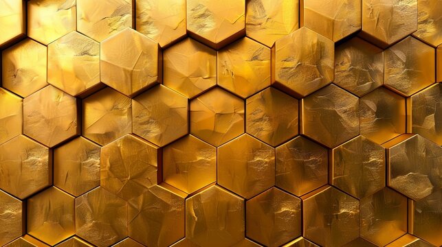 Luxurious Golden Geometric Hexagon Design. 
golden hexagonal pattern for home decoration 