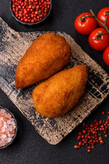 Chicken Kyiv cutlet with buttery filling, a lunch of chicken breast meat. Chicken Kyiv cutlet