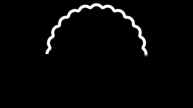 Geometric decorative frames or stickers in the shape of a circle with a wavy or zigzag edge graphic animation. Alpha channel. Transparent background motion design. 4K resolution